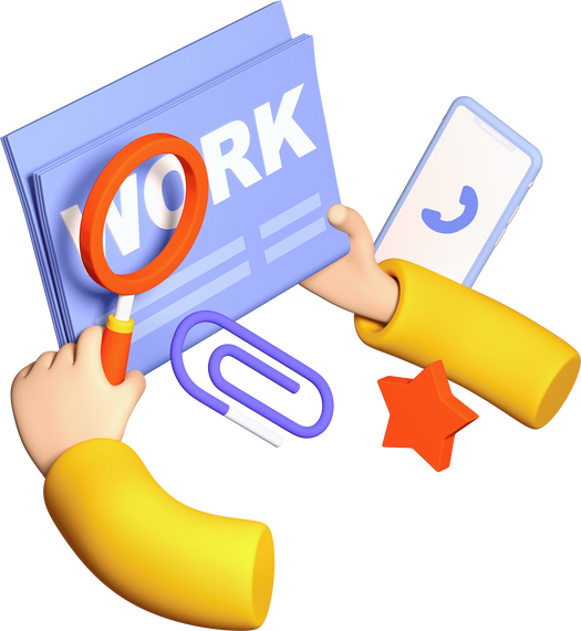 Job search by ads - modern realistic colorful 3d illustration